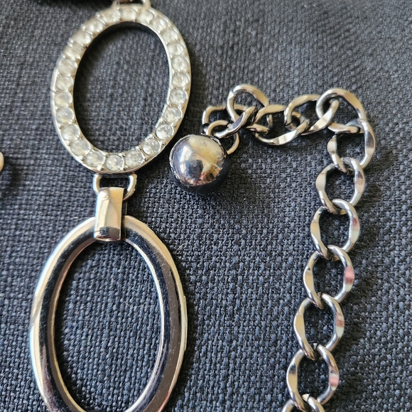 Vintage Silver Oval Crystal Coastal Cowgirl Chain Belt - Picture 6 of 8
